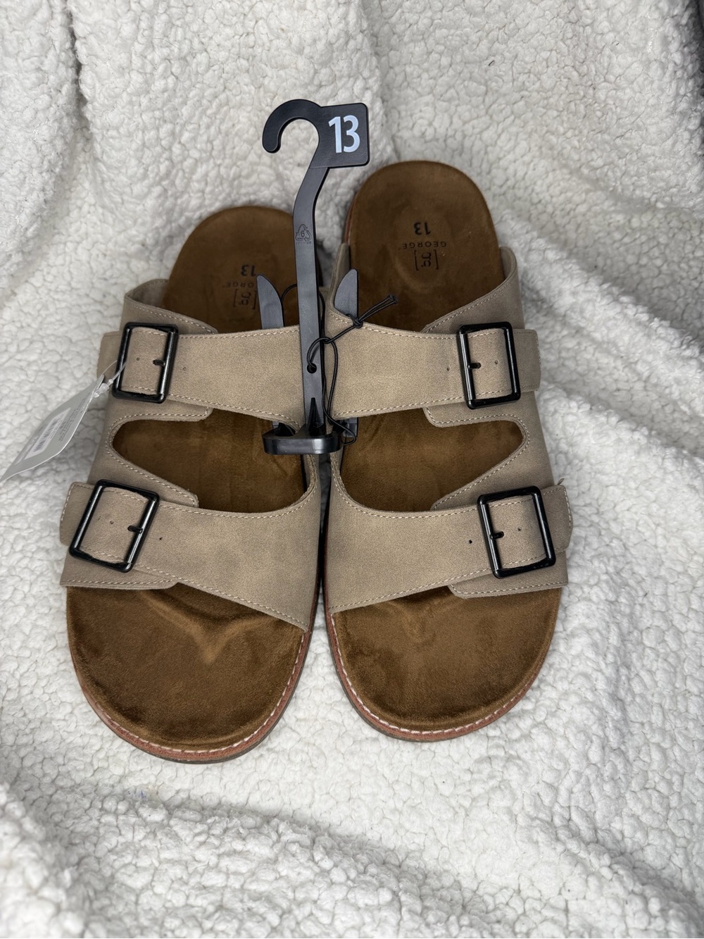 George Men Double-Buckle Sandals - Taupe
